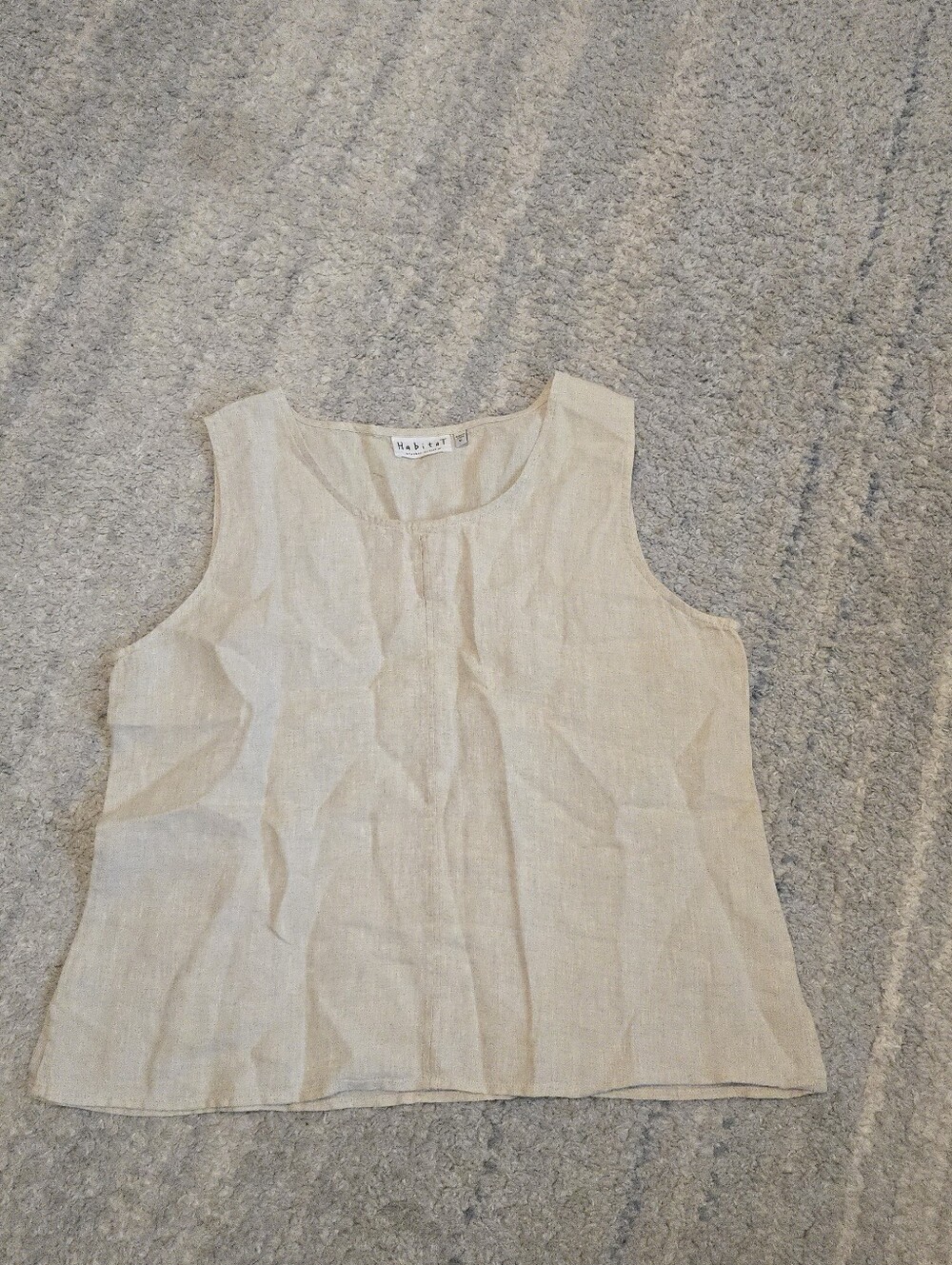Habitat Clothes To Live In 100% Linen Tank Top Beige Oatmeal Cream Medium M